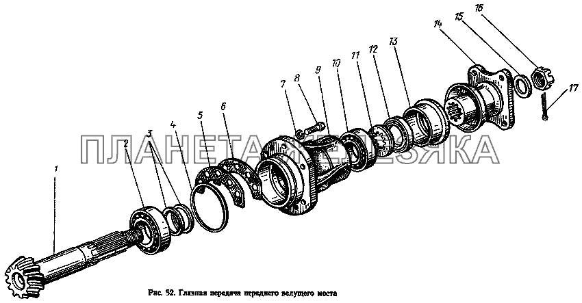 Главная передача переднего ведущего моста МТЗ-100