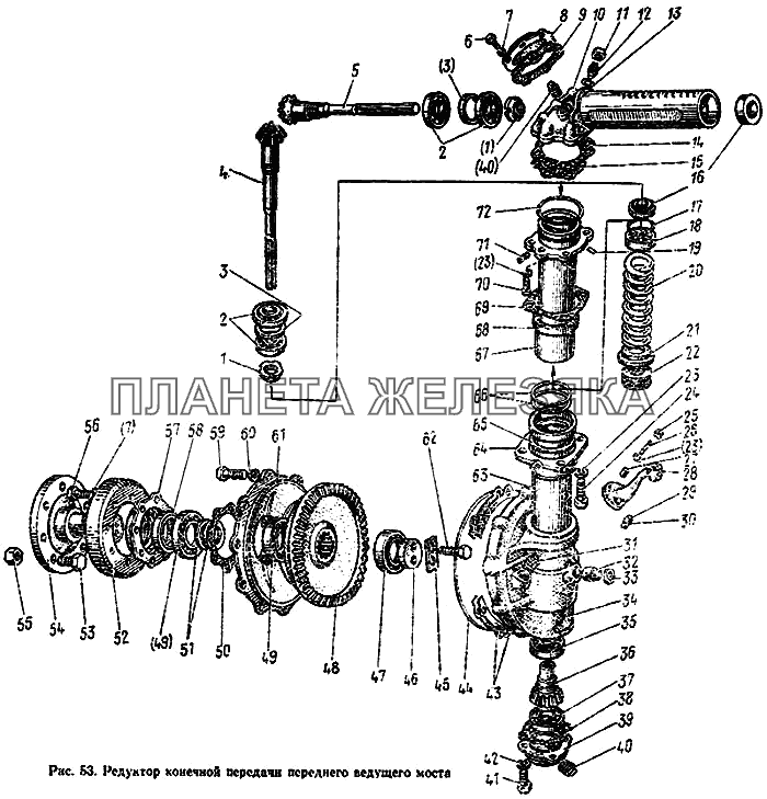 Редуктор конечной передачи переднего ведущего моста МТЗ-100