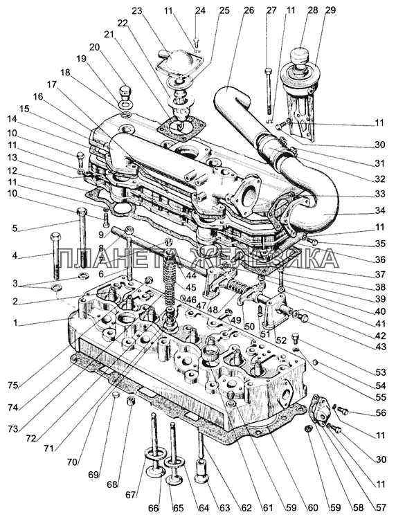 Головка цилиндров. Клапаны и толкатели клапанов МТЗ-1005