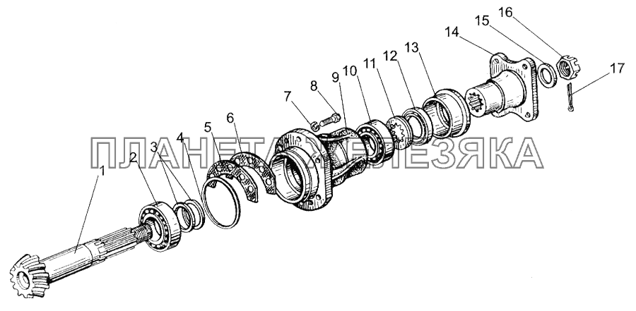 Главная передача переднего ведущего моста МТЗ-1005