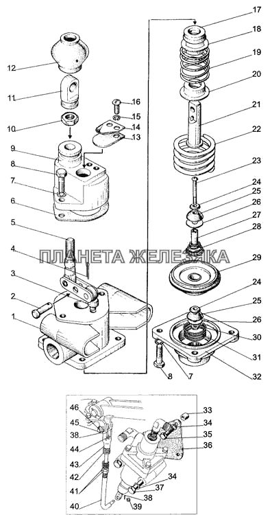 Кран тормозной МТЗ-1005