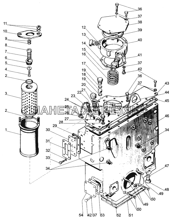 Бак масляный и фильтр МТЗ-1005