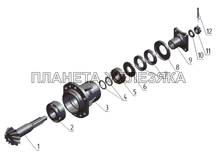 Главная передача переднего ведущего моста МТЗ-1021.3