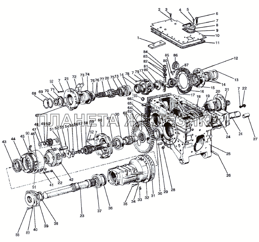 Задний мост, дифференциал, конечные передачи МТЗ-1021.3