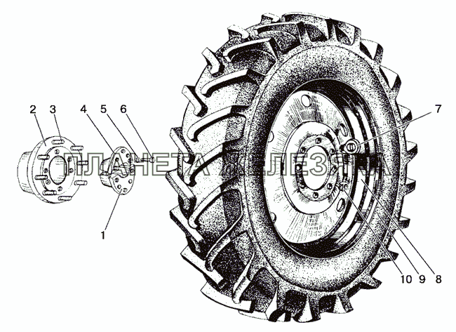 Колеса задние ведущие, ступицы задних колес МТЗ-1021.3