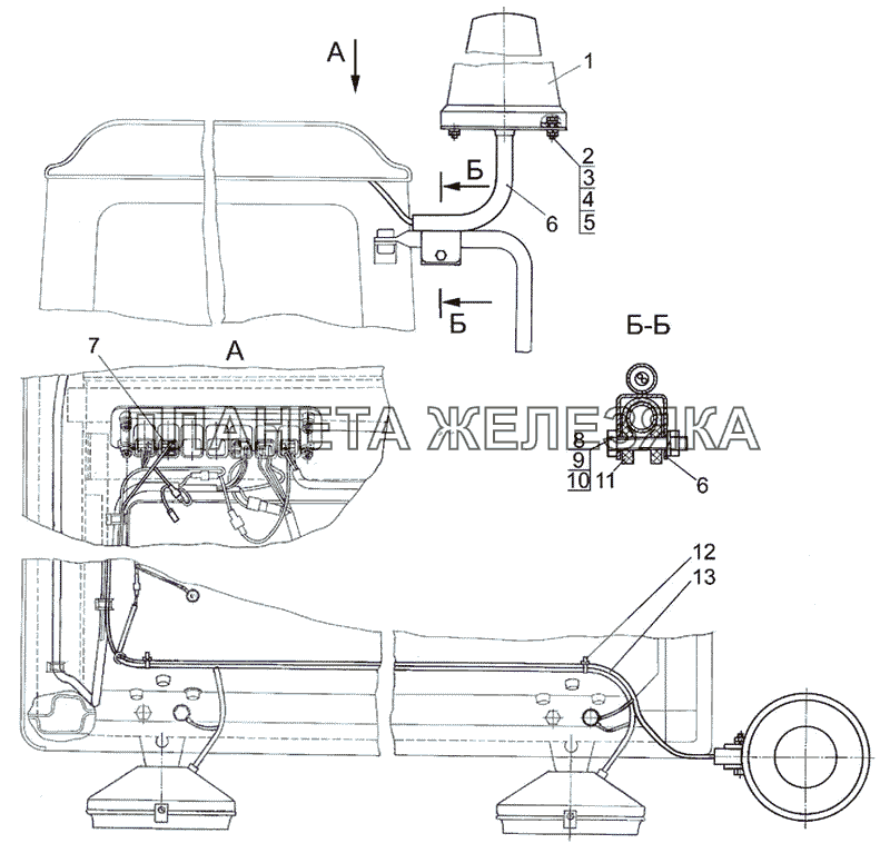 Установка маяка сигнального МТЗ-1021.3