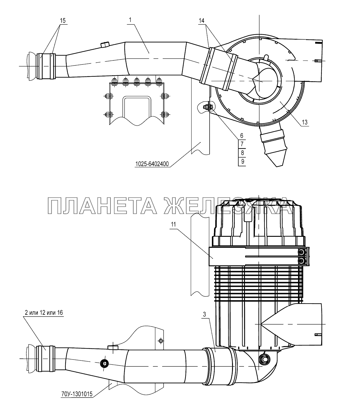 Установка воздухоочистителя «Donaldson» (Д-245С2) (1025.3) Беларус-1025/1025.2/1025.3