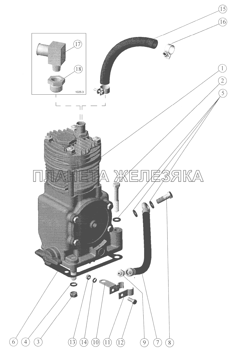 Установка компрессора (Д-245/Д-245С/Д-245С2) Беларус-1025/1025.2/1025.3 Установка компрессора (Д-245/Д-245С/Д-245С2) Беларус-1025/1025.2/1025.3