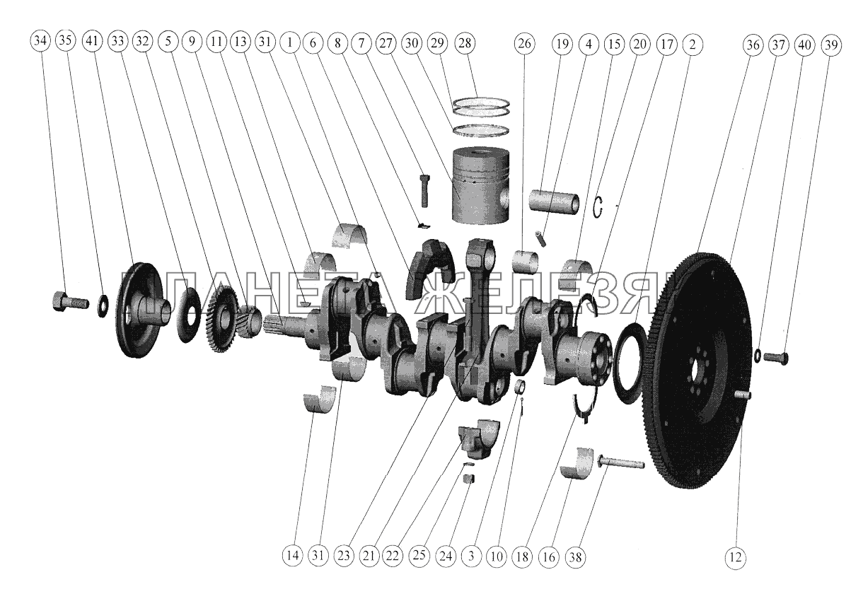 Поршни и шатуны. Коленчатый вал и маховик (Д-245/Д-245С) (1025, 1025.2) Беларус-1025/1025.2/1025.3