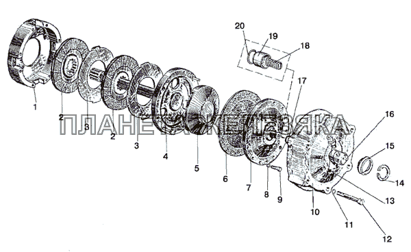 Механизм блокировки дифференциала МТЗ-1025.4