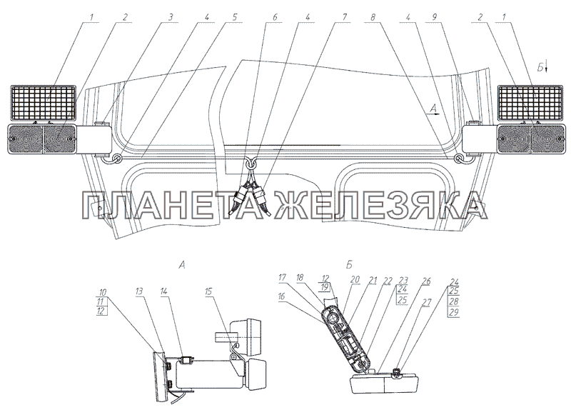 Установка фонарей передних МТЗ-1025.4