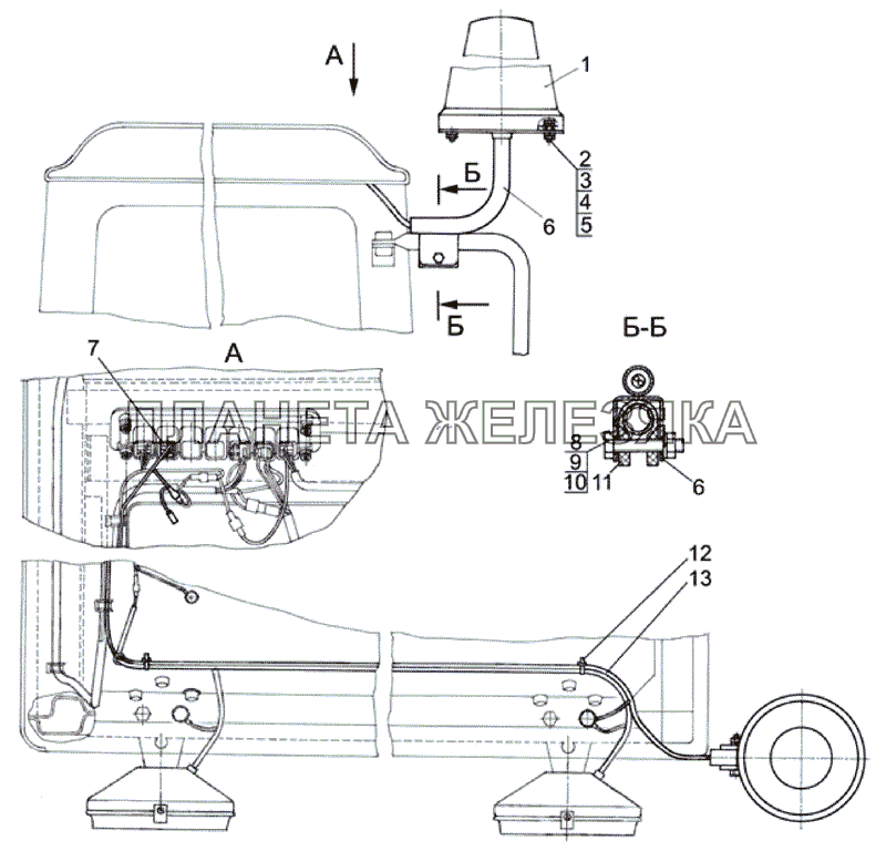 Установка маяка сигнального МТЗ-1025.4