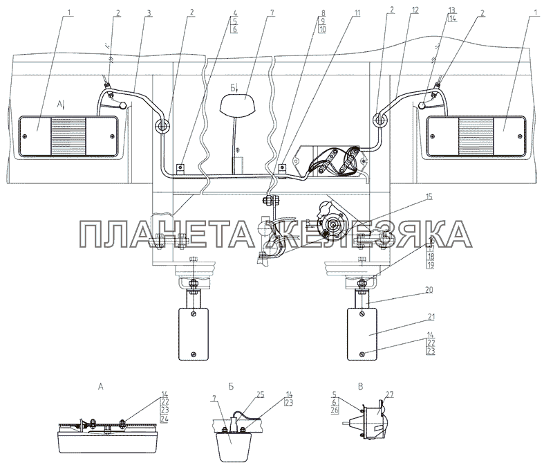 Установка фонарей задних МТЗ-1025.4