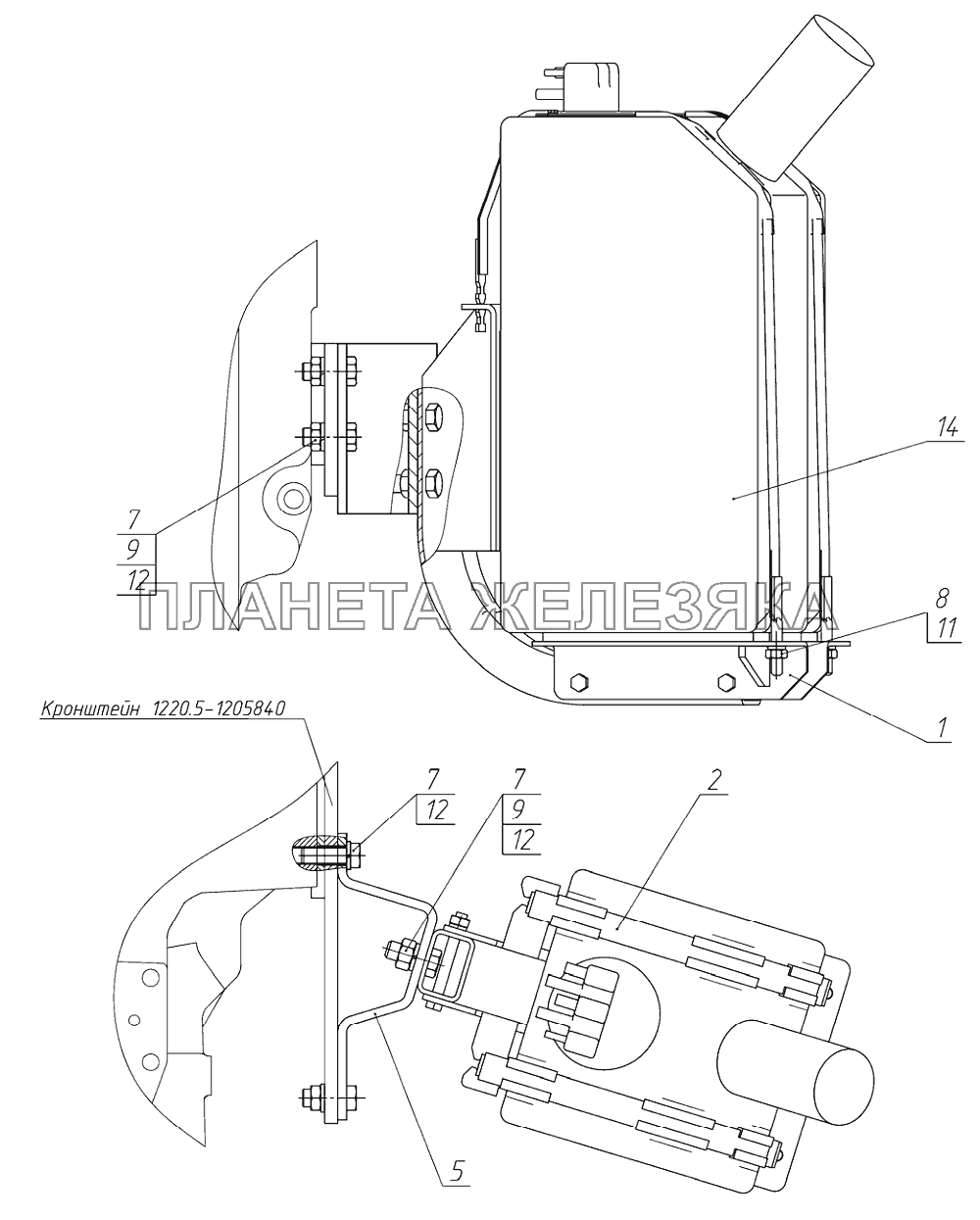 Установка бака системы SCR (1220.5-1201010) Беларус-1220.5