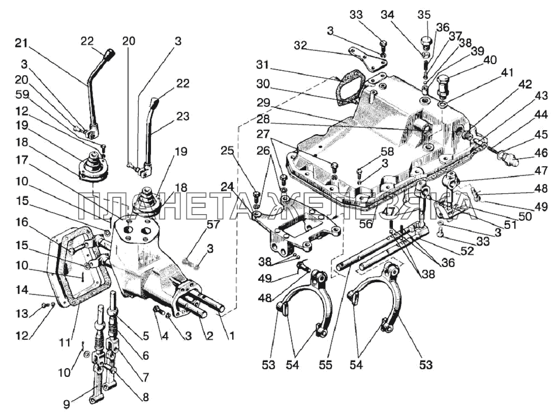 Механизм управления коробкой передач (16F+8R) Беларус-1220