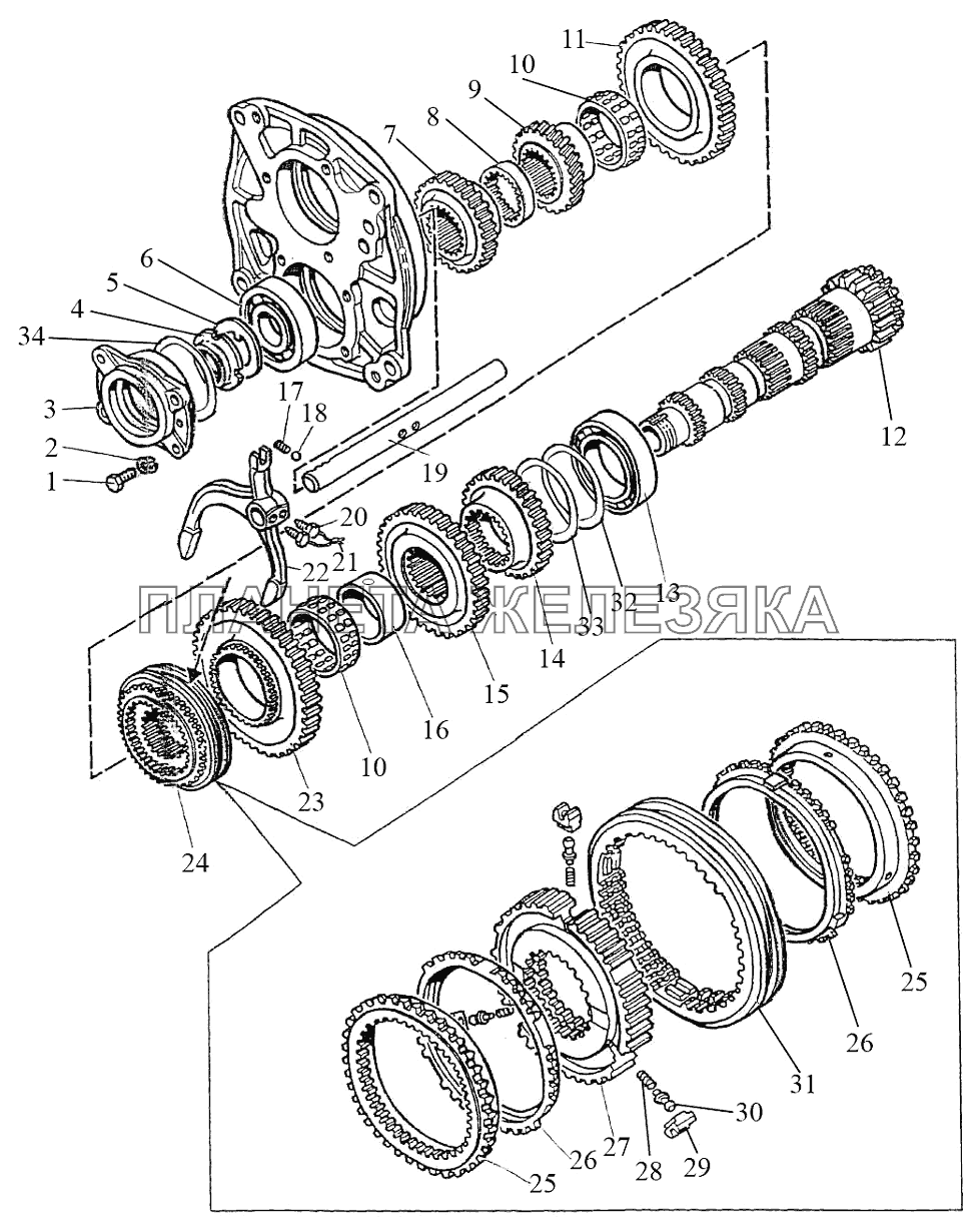 Вал промежуточный (24F+12R) Беларус-1220