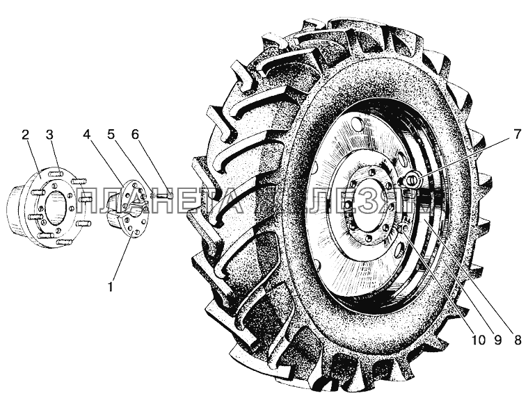 Ступицы задних колес. Колеса задние ведущие МТЗ-1221 (2009)