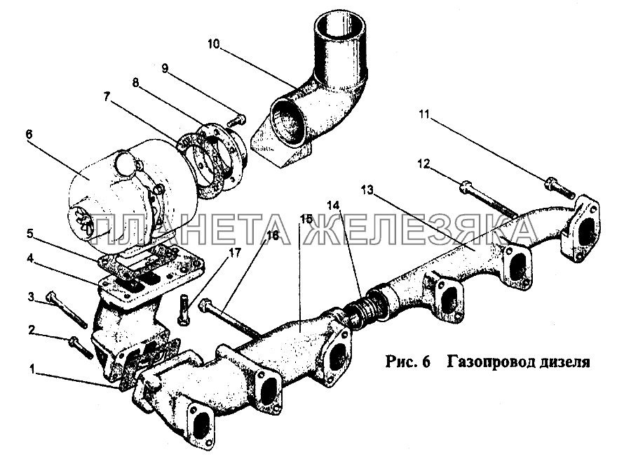 Газопровод дизеля МТЗ-1221