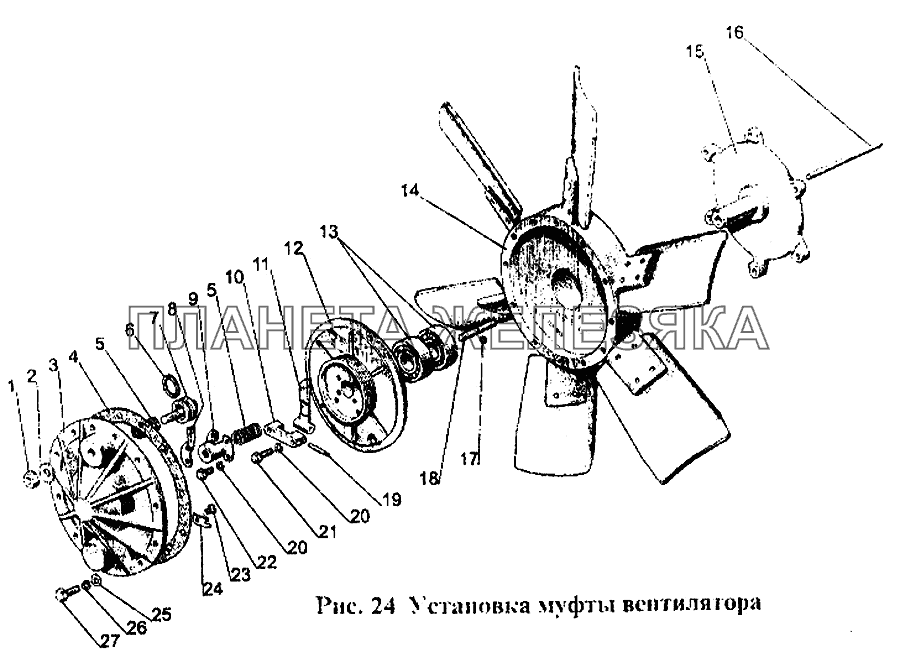 Установка муфты вентилятора МТЗ-1221