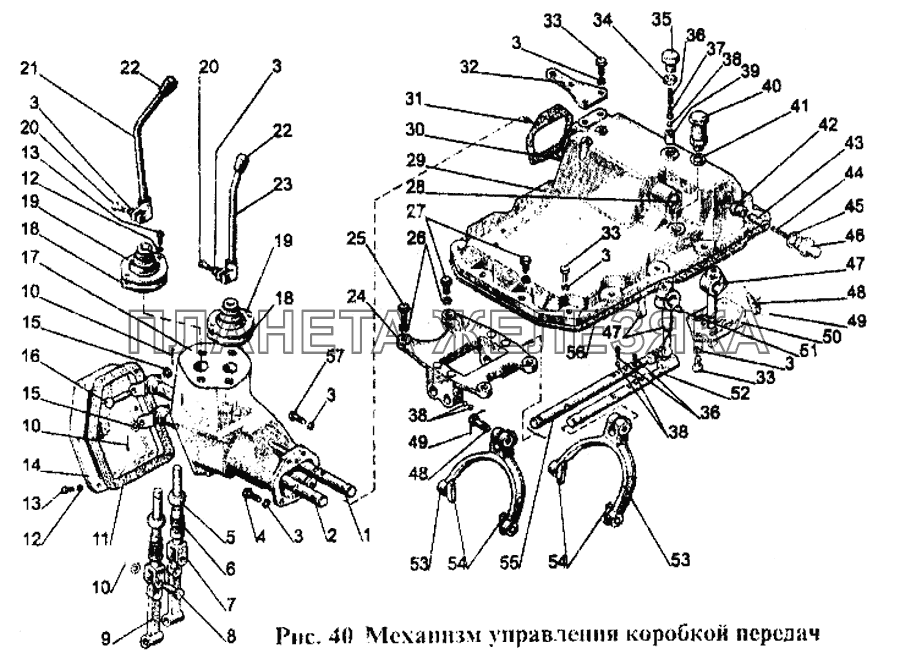 Механизм управления коробкой передач МТЗ-1221