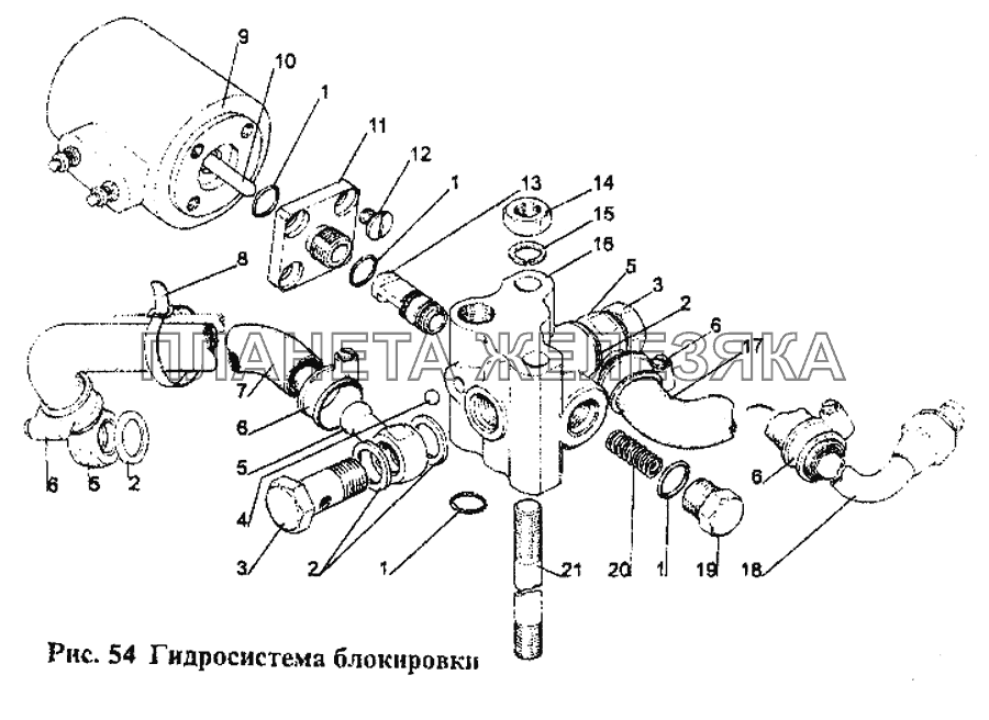 Гидросистема блокировки МТЗ-1221