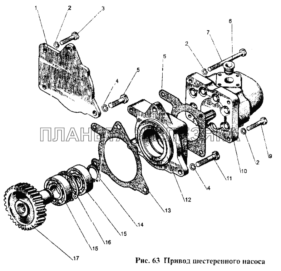 Привод шестеренного насоса МТЗ-1221