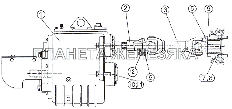 Передний вал отбора мощности МТЗ-1222/1523