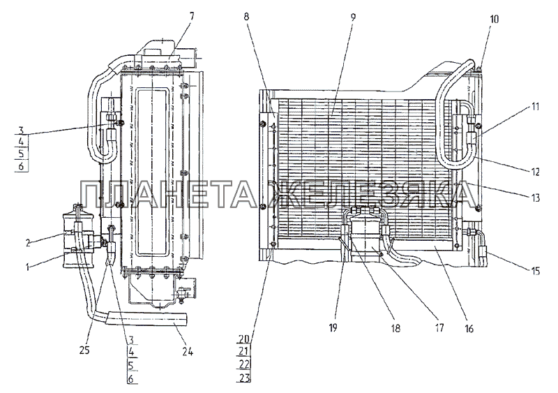 Установка конденсатора и ресивера МТЗ-1222/1523