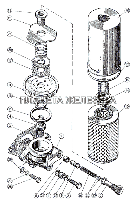 Установка масляного фильтра МТЗ-1222/1523