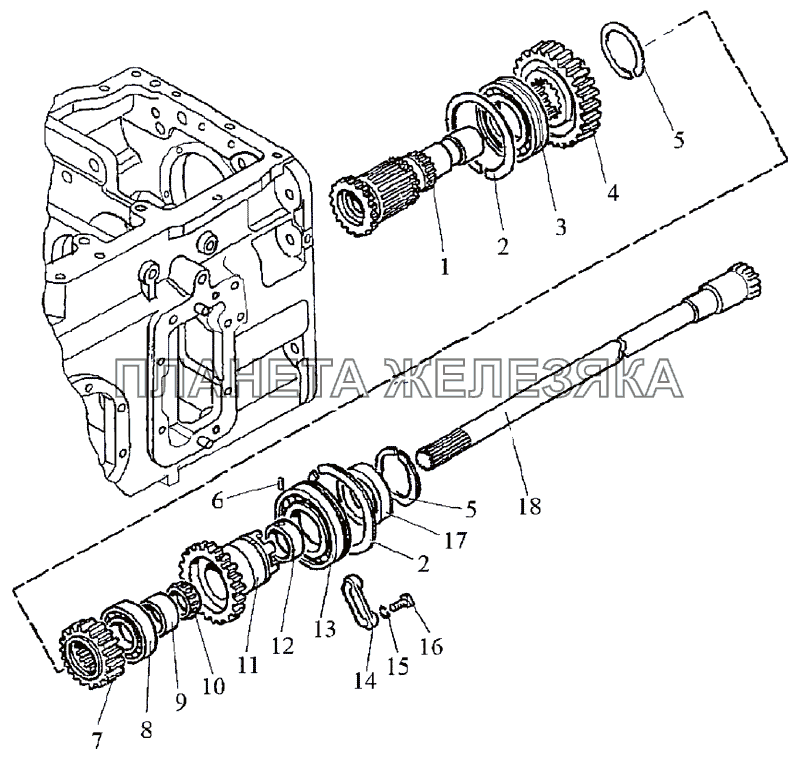 Вал блока шестерен МТЗ-1222/1523