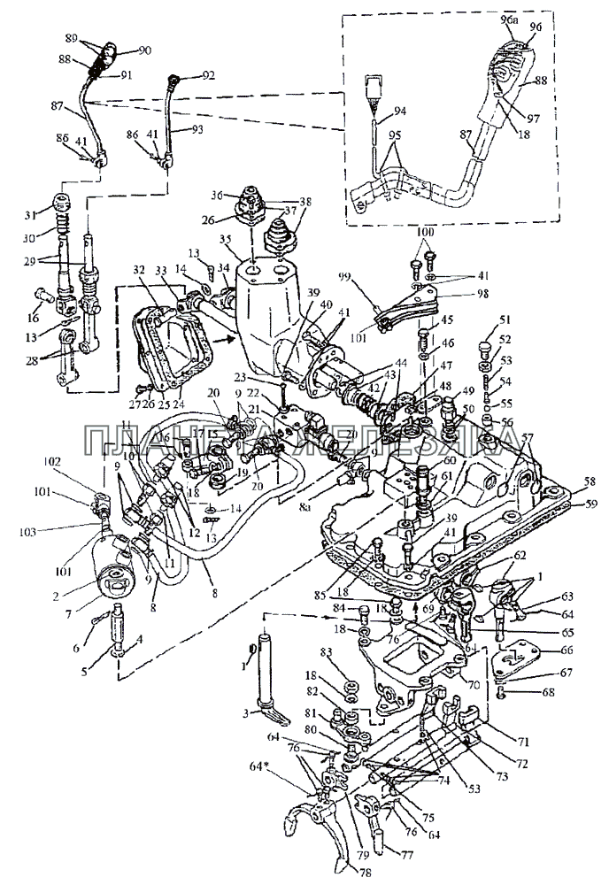 Механизм управления коробкой передач МТЗ-1222/1523