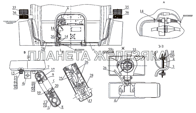 Установка фонарей передних МТЗ-1222/1523