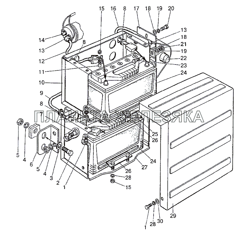 Установка батарей аккумуляторных МТЗ-1222/1523