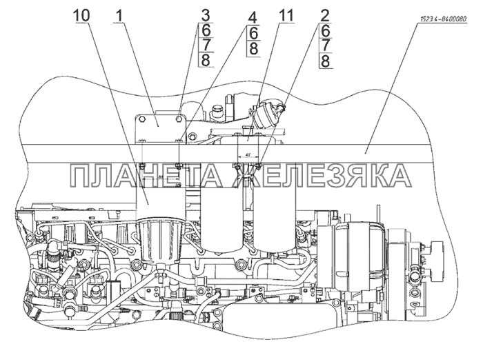 Установка топливного фильтра МТЗ-1523.4