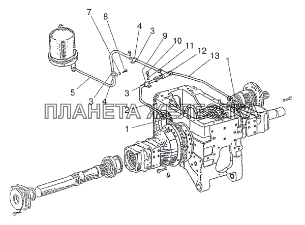 Система смазки заднего моста (вариант) МТЗ-1523.4 Система смазки заднего моста (вариант) МТЗ-1523.4