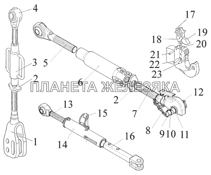 Узлы и элементы навесного устройства МТЗ-1523.4