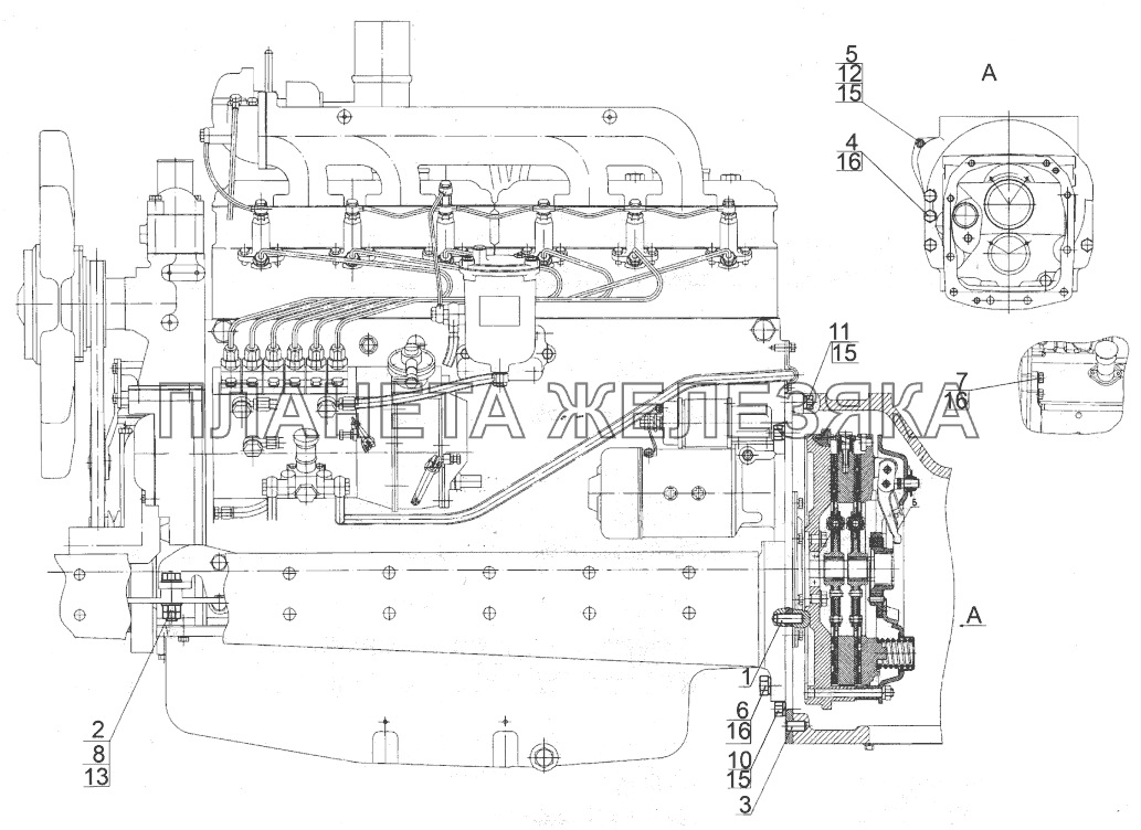 Установка двигателя МТЗ-1523.6