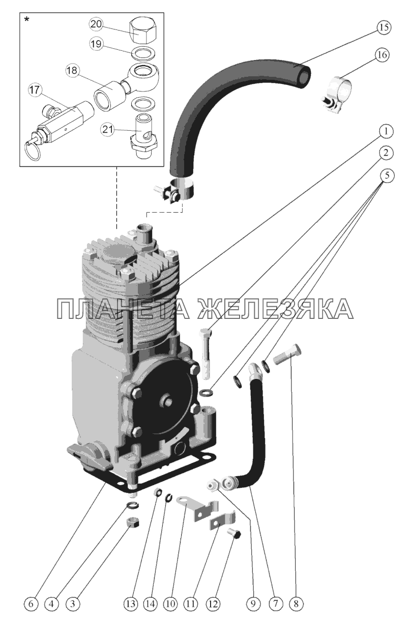 Установка пневмокомпрессора МТЗ-1523.6