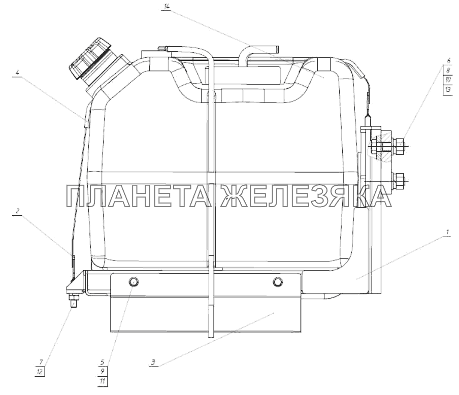 Установка бака МТЗ-1523.6