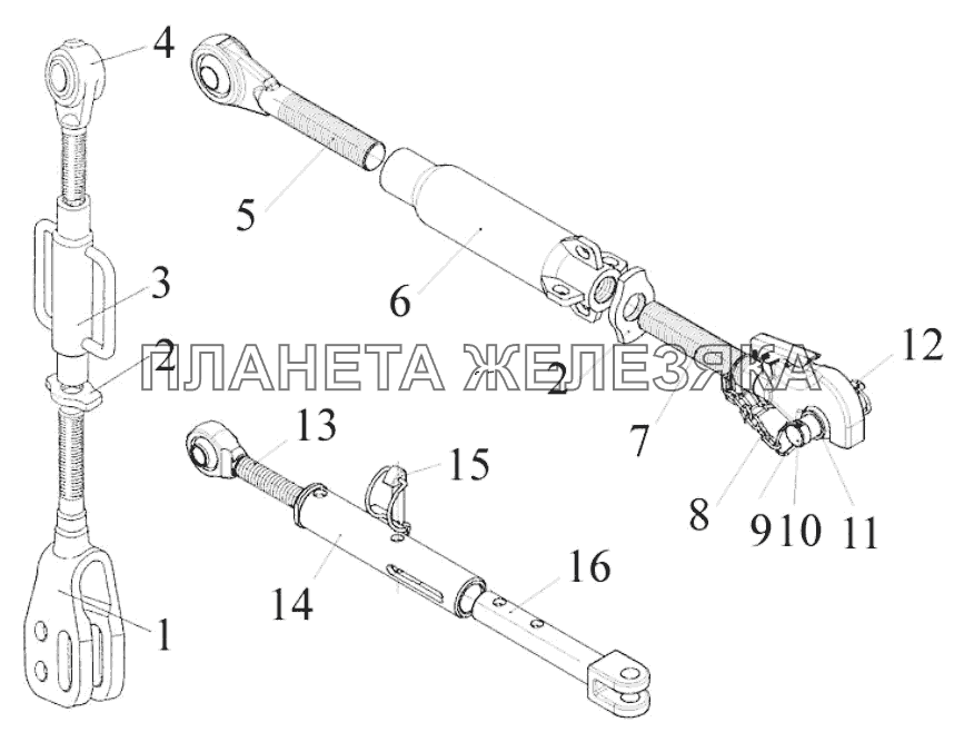 Узлы и элементы навесного устройства МТЗ-1523.6