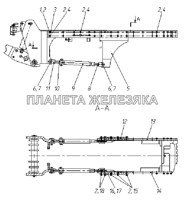 Установка переднего навесного устройства МТЗ-1523.6