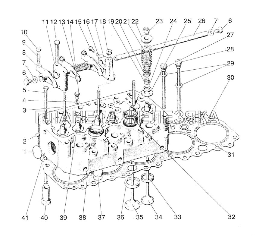 Головка цилиндров. Клапаны и толкатели клапанов (1522) МТЗ-1522