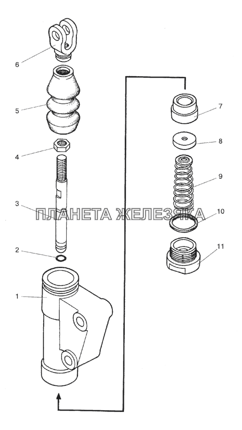Цилиндр главный (на реверсе) МТЗ-1522