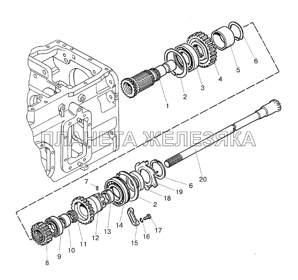 Вал блока шестерен МТЗ-1522