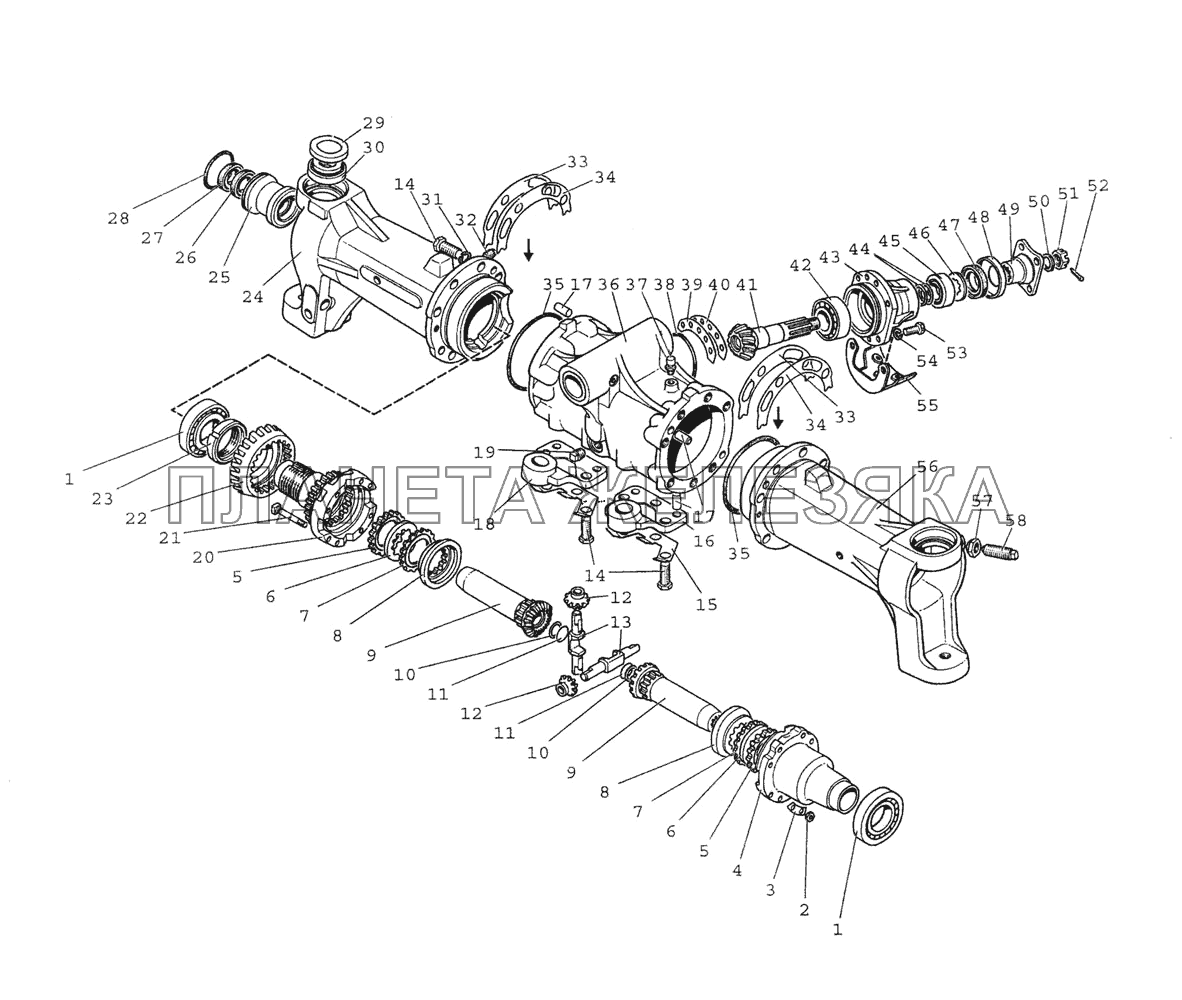 Передний ведущий мост. Главная передача переднего ведущего моста. Дифференциал МТЗ-1523