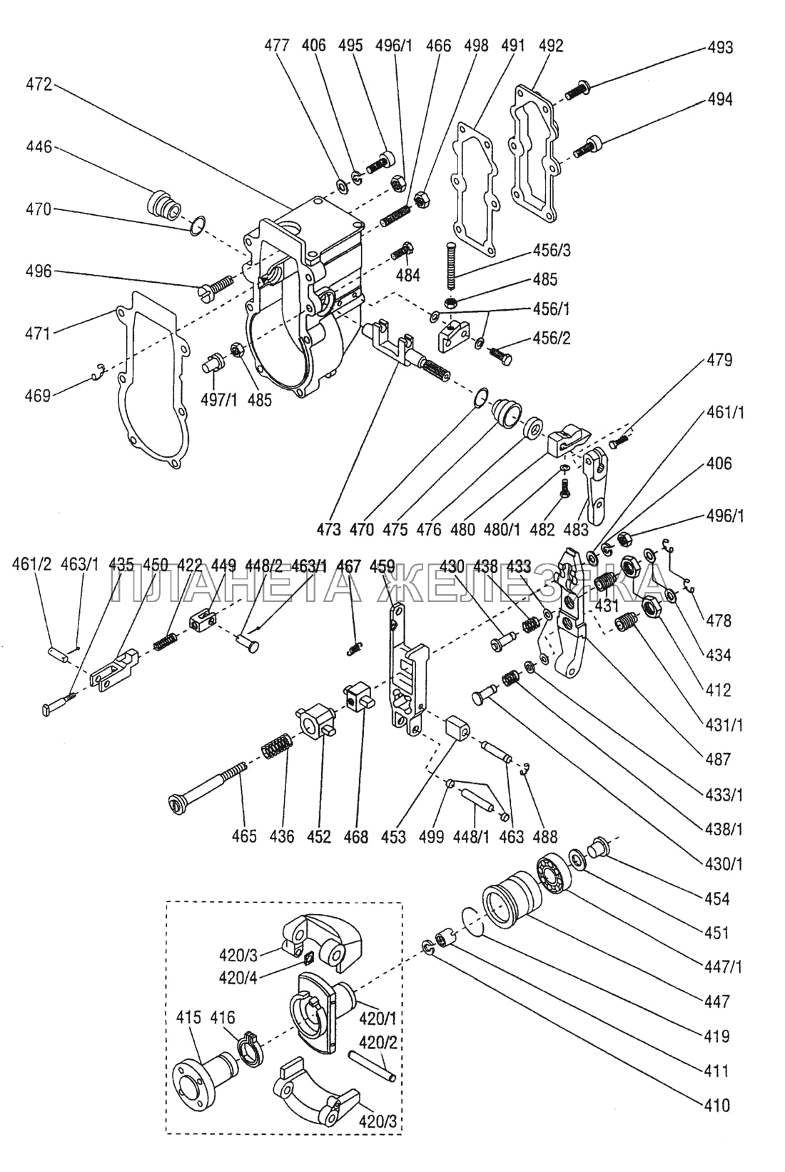 Перечень запасных частей для регулятора RV3M300/1050-3394 МТЗ-1523