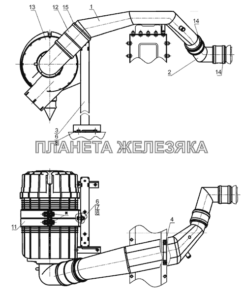 Установка воздухоочистителя МТЗ-2022