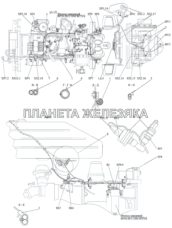 Электрооборудование трансмиссии МТЗ-2103