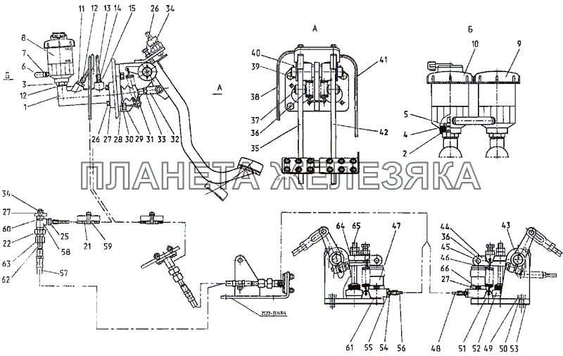 Управление тормозами МТЗ-2522