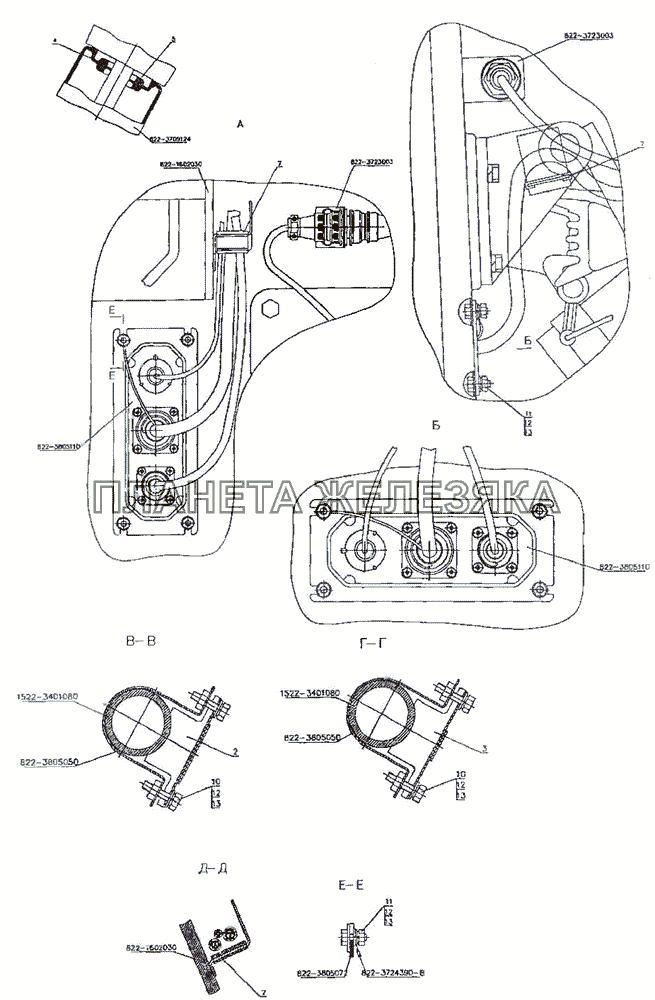 Установка щитка приборов МТЗ-2522